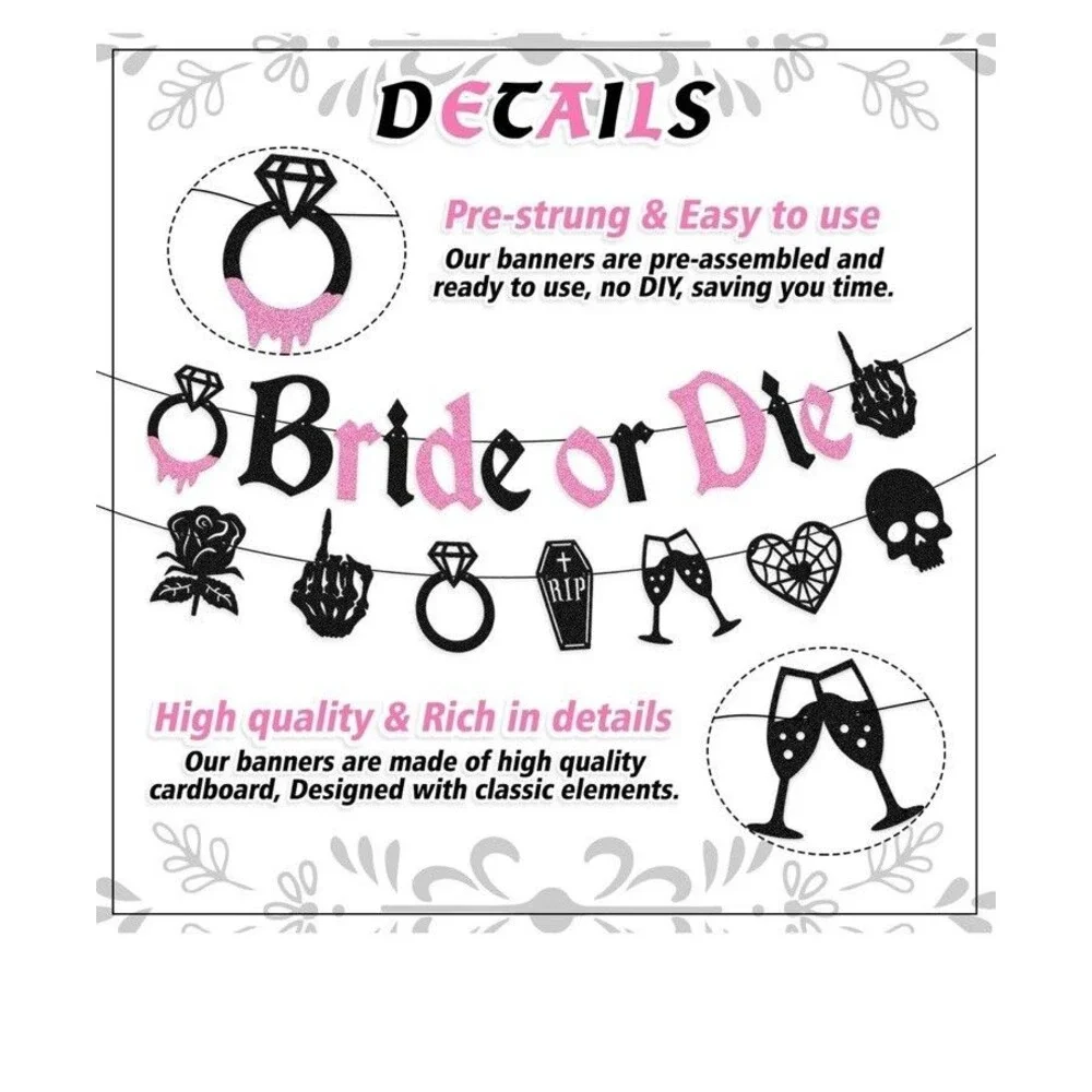 Bride or Die Banner Bachelorette Wedding Party Decor Bridal Show (Pics Similar)